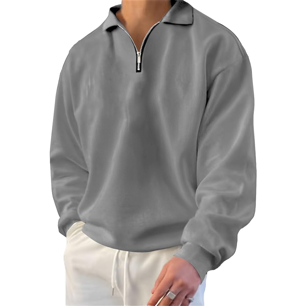 Lexiart Mens Long Sleeve Polo Shirts-Casual Thermal Loose